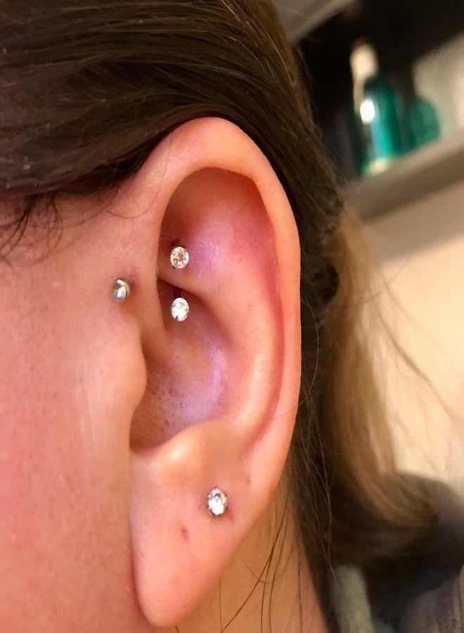 Longita Gold Rook Piercing Jewelry - 14pcs Internally/Externally Threaded Rook Earrings, Eyebrow Jewelry, Vertical Labret Lip Jewelry - 16g, 6mm, 8mm, 10mm - Image 4
